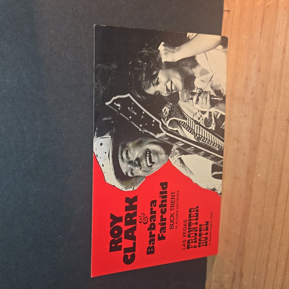 70s ROY CLARK & BARBARA FAIRCHILD SHOW POSTCARD FRONTIER HOTEL LAS VEGAS UNUSED
